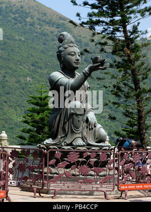 Bronze statues at Tian Tan Buddha, (Big Buddha) near the Buddhist Po Lin Monastery, Ngong Ping, Lantau Island, Hong Kong Stock Photo