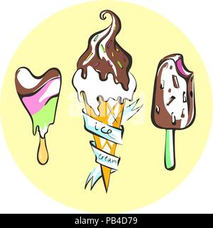 Ice Cream Labels And Badges Set. Eps10 Vector IllustrationŒ Stock Vector