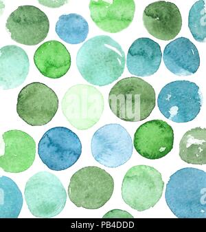 Green And Blue Watercolor Circles Background. Vector EPS 10 Stock Vector