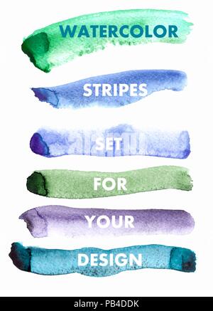 Vector Set Of Watercolor Stripes Stock Vector