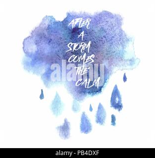 Watercolor Rainy Cloud. Vector EPS 10 Stock Vector