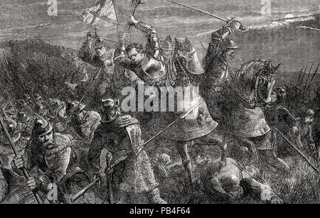 Sir Henry Percy,  or Sir Harry Hotspur at the of Shrewsbury on 21 July 1403, From British Battles on Land and Sea, by James Grant Stock Photo