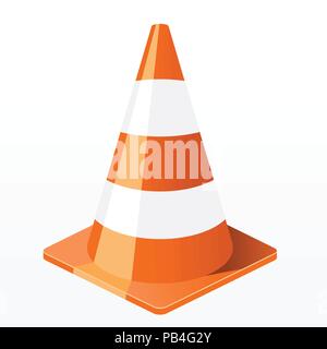 Traffic cone icon - repair work plastic barrier Stock Vector