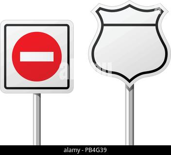 Do Not Enter oad sign and blank route traffic sign Stock Vector