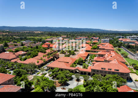 STANFORD, UNITED STATES - July 6: Overhead view of the main quadrant of buildings at historic Standford University. July 6, 2013. Stock Photo