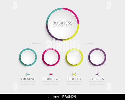 Abstract 3D Infographic Template with 4 steps for success. Business circle template with options for brochure, diagram, timeline. Vector EPS 10 Stock Vector