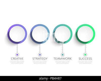 Modern 3D infographic template with 4 steps for success. Business circle template with options for brochure, diagram, workflow, timeline.Vector EPS 10 Stock Vector