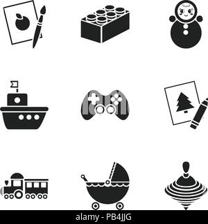 Toys set icons in black style. Big collection of toys vector symbol stock Stock Vector