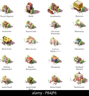 Vector isometric travel icons Stock Vector
