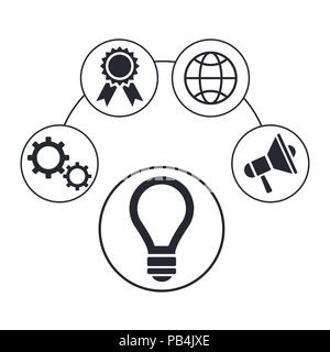 Set of social media and network icons in black and white vector illustration graphic design Stock Vector