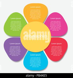 Color floral infographics, menu or options, template for workflow layout, website presentation and design - vector Stock Vector