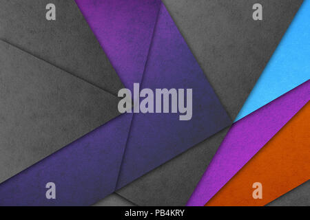 Material design wallpaper. Real paper texture. Gray shades, violet, purple, orange and blue Stock Photo