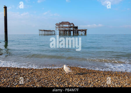 The West Pier Brighton in summer with blue sky Stock Photo