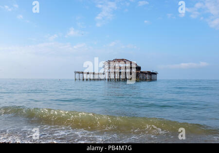 The West Pier Brighton in summer with blue sky Stock Photo