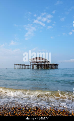 The West Pier Brighton in summer with blue sky Stock Photo