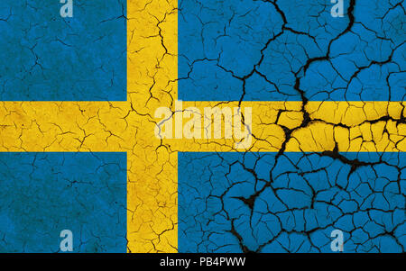 A Cracked And Fragile Swedish Flag Stock Photo