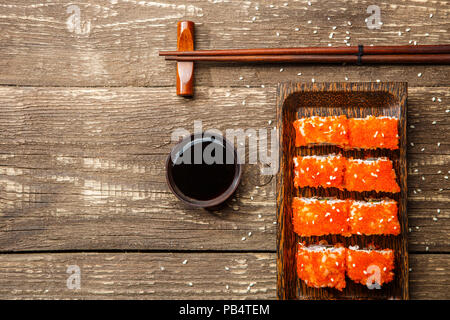 Photo rolls on rectangular plate Stock Photo