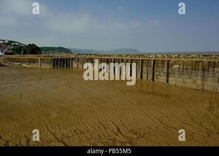 Mud in Watchet harbour at low tide. Stock Photo