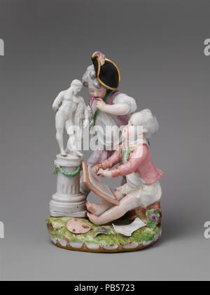 Allegory of the Arts. Culture: Austrian, Vienna. Decorator: Christoph Dreischarf (active 1770-83). Dimensions: Height: 8 1/4 in. (21 cm). Factory: Imperial Porcelain Manufactory  (Vienna, 1744-1864). Date: ca. 1770. Museum: Metropolitan Museum of Art, New York, USA. Stock Photo