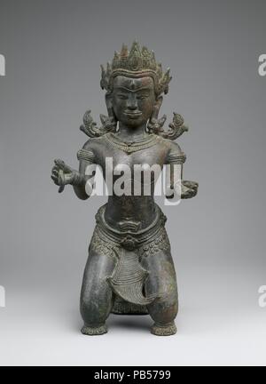 Kneeling Female Deity. Culture: Cambodia. Dimensions: H. 8 1/2 in. (21.6 cm). Date: second half of the 12th century. Museum: Metropolitan Museum of Art, New York, USA. Stock Photo