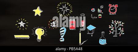 Education drawing on blackboard for school Stock Photo