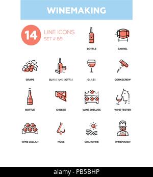 Winemaking - modern line design icons set Stock Vector