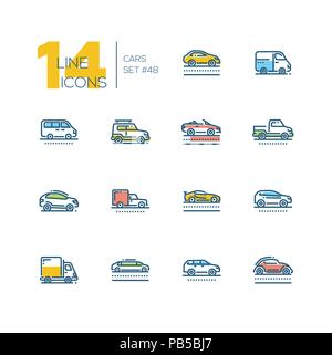 Cars - set of line design style colorful icons Stock Vector