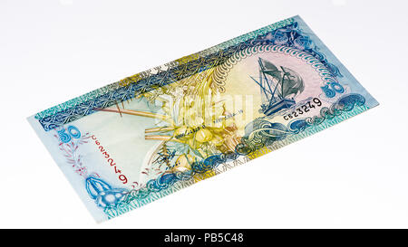 50 Maldivian rufiyaa bank note. Rufiyaa is the national cureency of ...