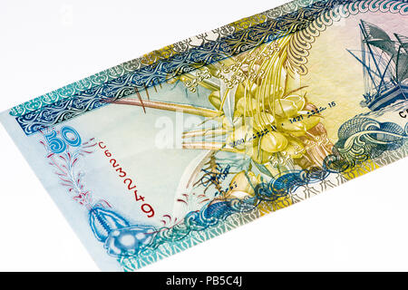 50 Maldivian rufiyaa bank note. Rufiyaa is the national cureency of ...