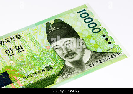 10000  South Korea won bank note. Won is the national currency of the South Korea Stock Photo