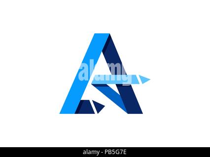 letter A logo, abstract element arrows blue letter A logo icon, business marketing element symbol vector design Stock Vector
