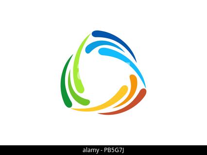 abstract elements circle oil splash logo, circle colored elements abstract wings wind symbol icon vector design Stock Vector