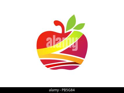 fresh apple fruit health care logo, diet wellness healthy apple  symbol icon vector design logotype Stock Vector