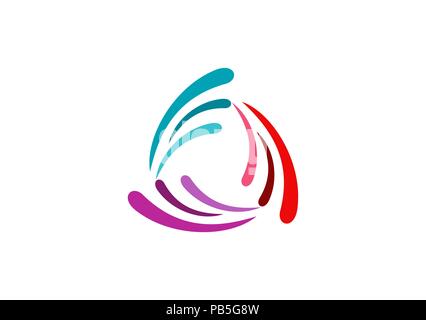 abstract wings elements logo, circle colored elements abstract wings wind symbol icon vector design Stock Vector