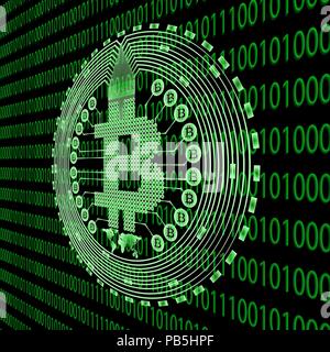 Cripto currency bitcoin. Global internet worldwide. Abstract Matrix Background. Binary Computer Code. Vector Tech Background. Stock Vector
