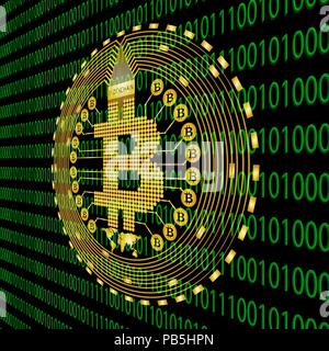 Cripto currency bitcoin. Global internet worldwide. Abstract Matrix Background. Binary Computer Code. Vector Tech Background. Stock Vector