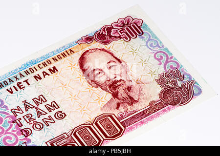 500 dong bank note of Vietnam. Dong is the national currency of Vietnam Stock Photo