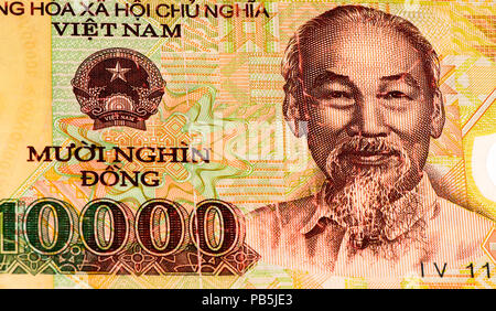 10000 dong bank note of Vietnam. Dong is the national currency of Vietnam Stock Photo