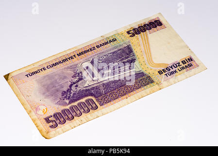 500000 Turkish liras bank note. Turkish lira is the national currency of Turkey Stock Photo