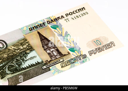 10 Russian Rubles Bank Note Ruble Is The National Currency Of