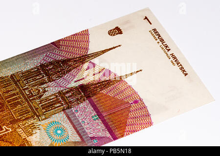 1 Hrvatski dinar bank note. Croatian dinar is the former currency of Croatia Stock Photo