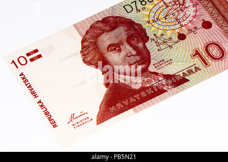 10 Hrvatski dinar bank note. Croatian dinar is the former currency of Croatia Stock Photo