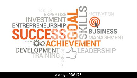 Successful business, management and entrepreneurship tag cloud with icons and concepts Stock Vector