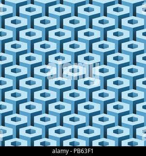 Geometric industrial looking seamless background with hexagonal elements. Stock Vector