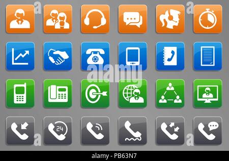 A Collection of Call Center and Communication Button Icons - Vector Art. Stock Vector