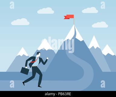 Businessman on the long way to success. Stock Vector