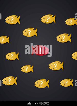 illustration of think different concept fish swimming in new direction ...