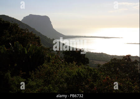 Mauritius' South-West Coast: Le Morne Brabant peninsula and the surrounding lagoon Stock Photo
