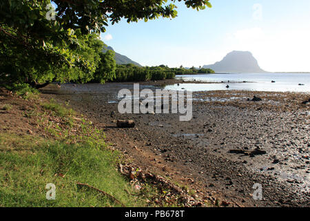 Mangroves around the Le Morne Brabant peninsula and the surrounding lagoon at the southwestern tip of Mauritius Stock Photo