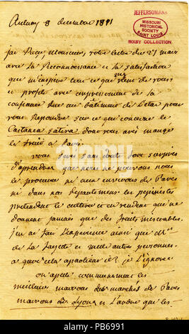 910 Letter signed Madame Noailles de Tesse, Aulnay, to Thomas Jefferson, December 8, 1811 Stock Photo